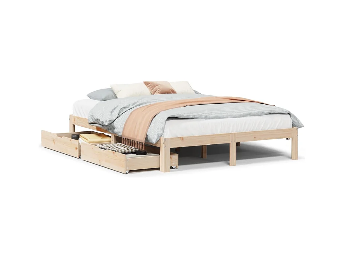 Cadre de lit avec tiroirs sans matelas 135x190 cm