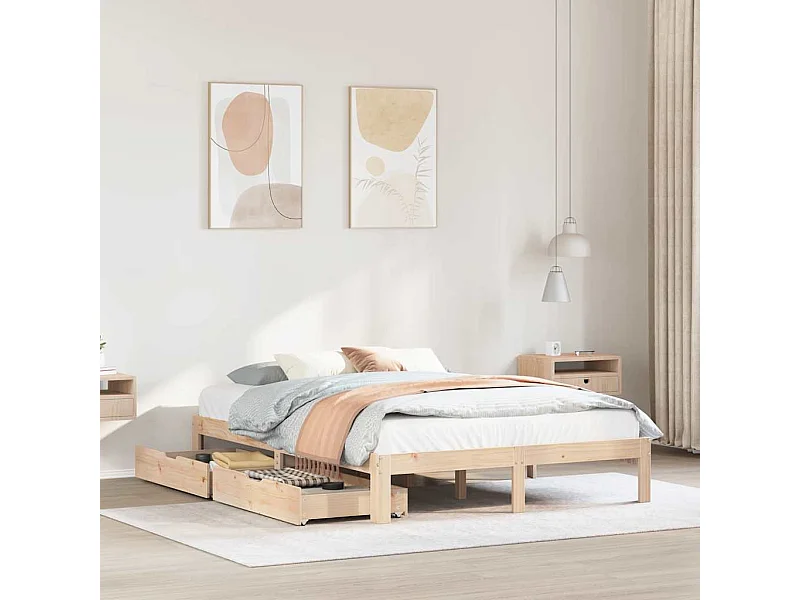 Bedframe met lades massief grenenhout 135x190 cm