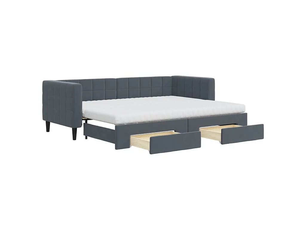 Slaapbank onderschuifbed en lades 80x200 cm fluweel donkergrijs