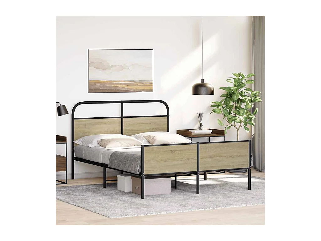 Cadre de lit sans matelas 135x190 cm chêne sonoma
