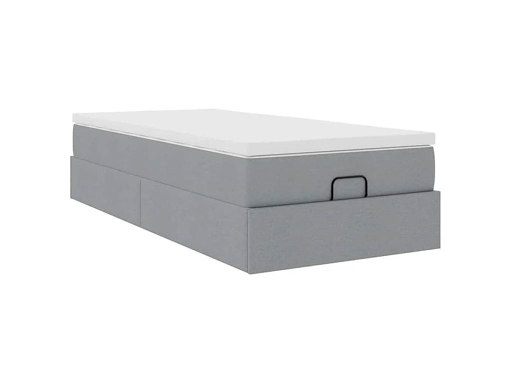 Ottoman bed met matras 80x200cm stof lichtgrijs