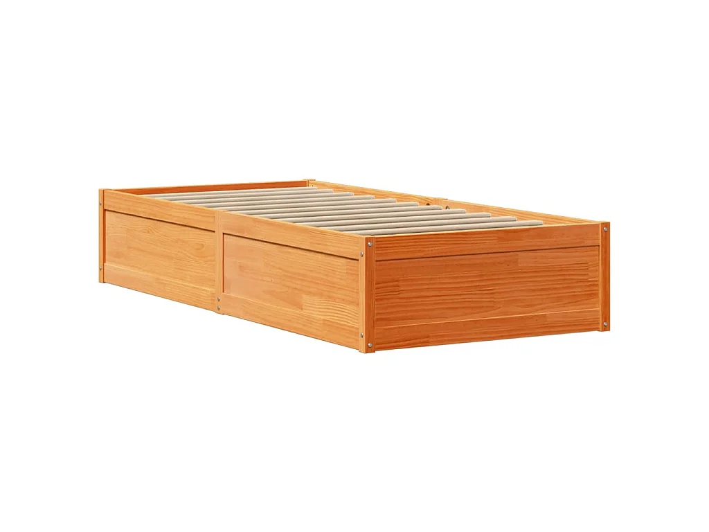 Estrutura cama c/ cabeceira 75x190 cm pinho maciço castanho-mel