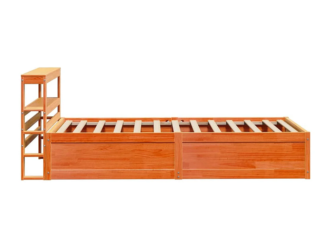 Estrutura cama c/ cabeceira 75x190 cm pinho maciço castanho-mel