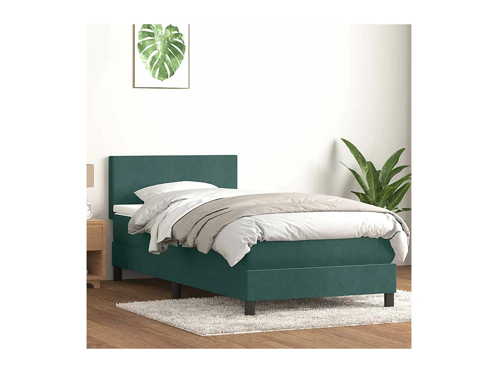 Giroletto a Molle con Materasso Verde Scuro 80x220 cm Velluto