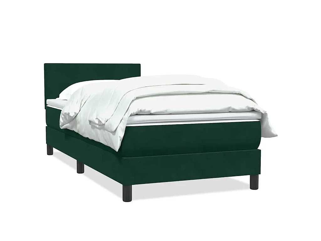 Cama com molas/colchão verde-escuro 80x220 cm veludo