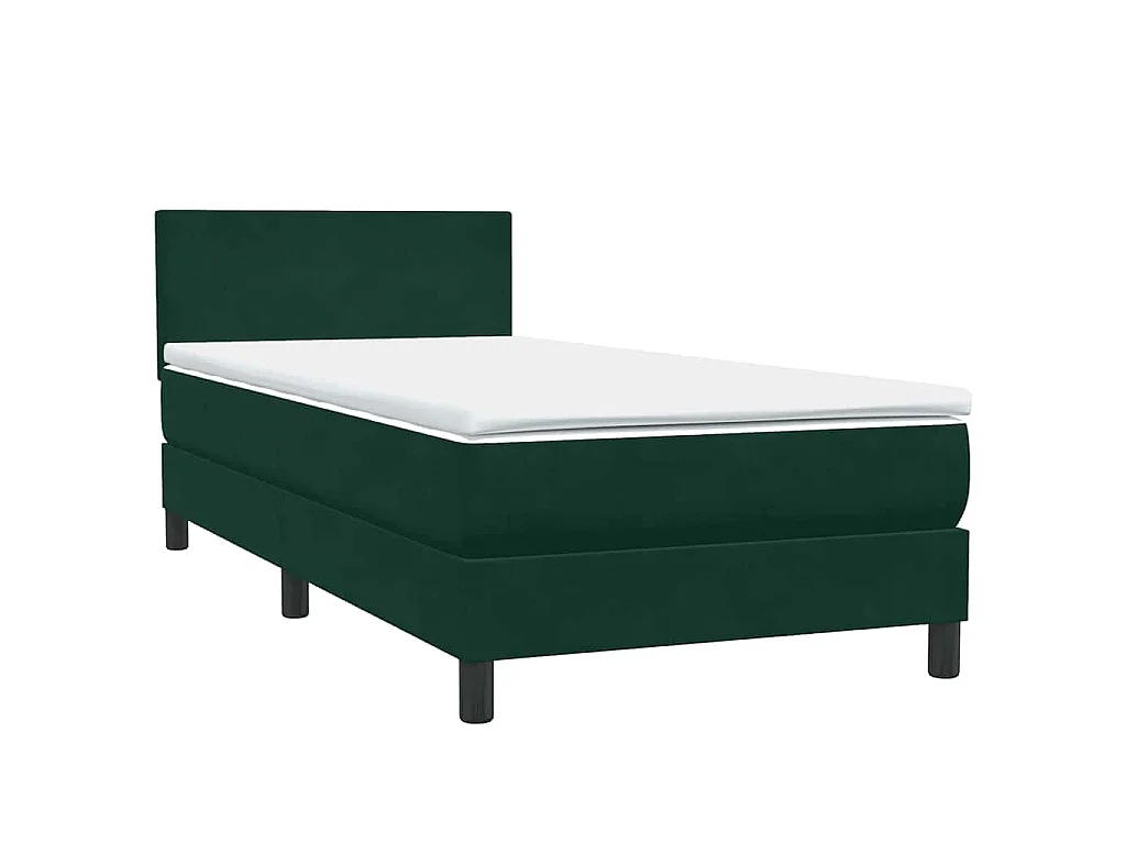 Cama com molas/colchão verde-escuro 80x220 cm veludo