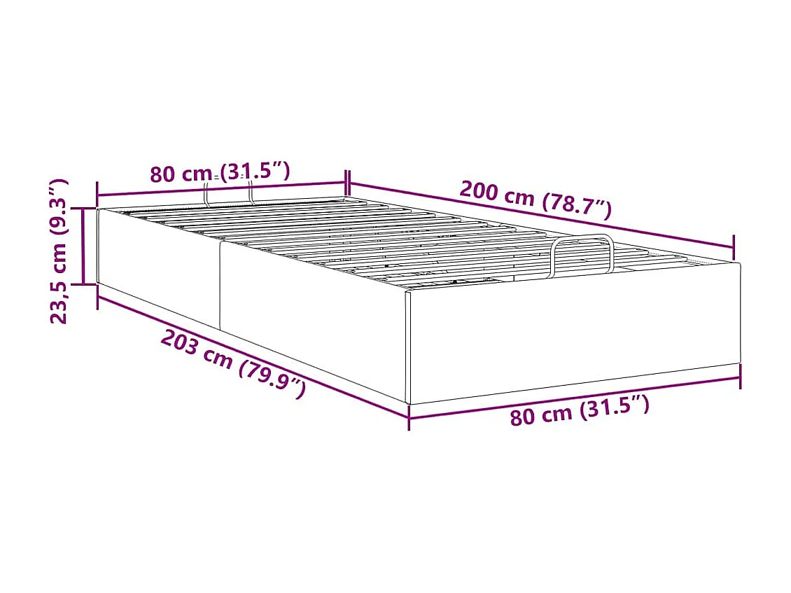 Struttura Letto Pouf senza Materasso 80x200 cm in Tessuto