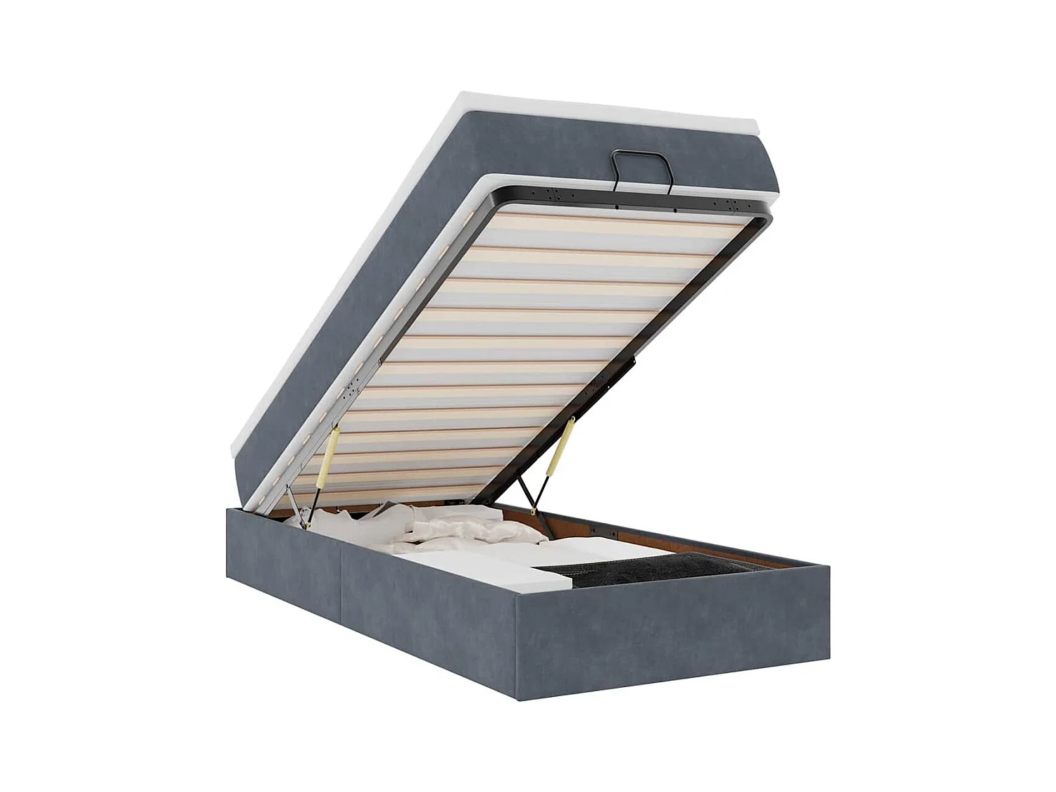 Cadre de lit ottoman avec matelas gris foncé 80x200 cm velours
