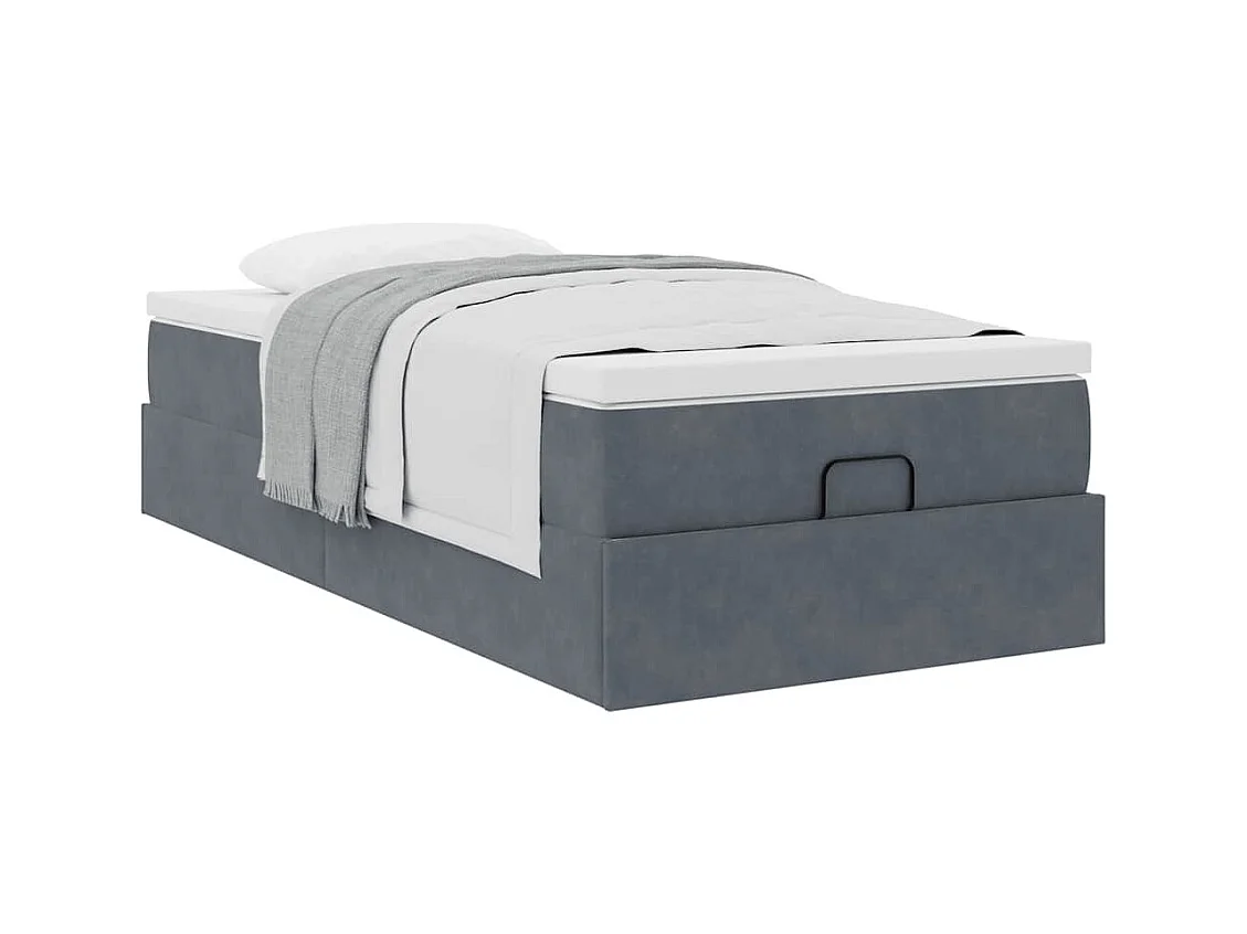 Cadre de lit ottoman avec matelas gris foncé 80x200 cm velours