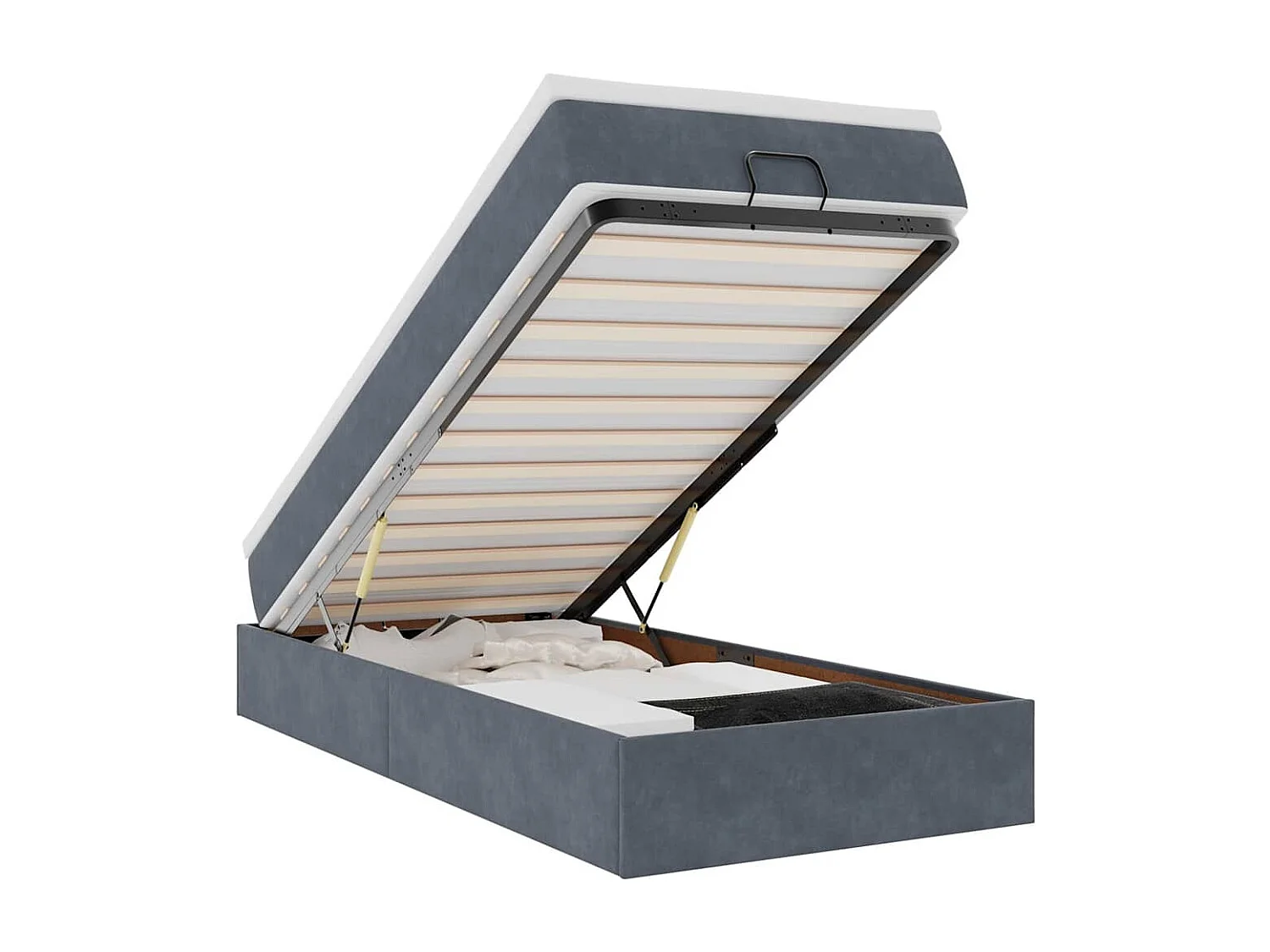 Cadre de lit ottoman avec matelas gris foncé 80x200 cm velours