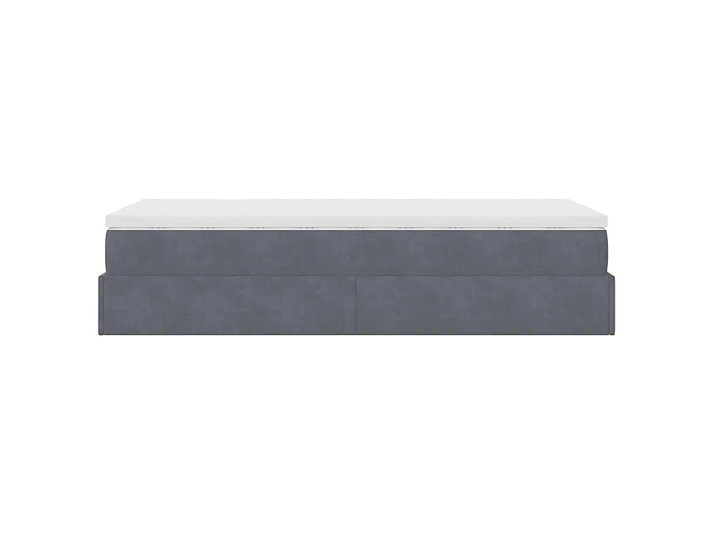 Estructura cama otomana colchón terciopelo gris oscuro