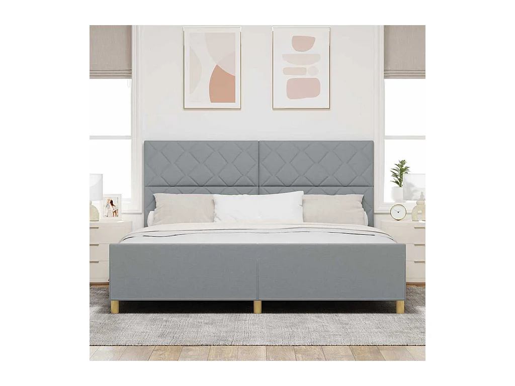 Estrutura da Cama Cinzento-claro 200 x 200 cm tecido