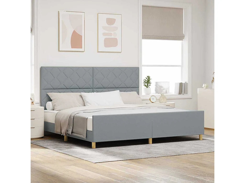 Struttura del letto Grigio chiaro 200 x 200 cm Tessuto