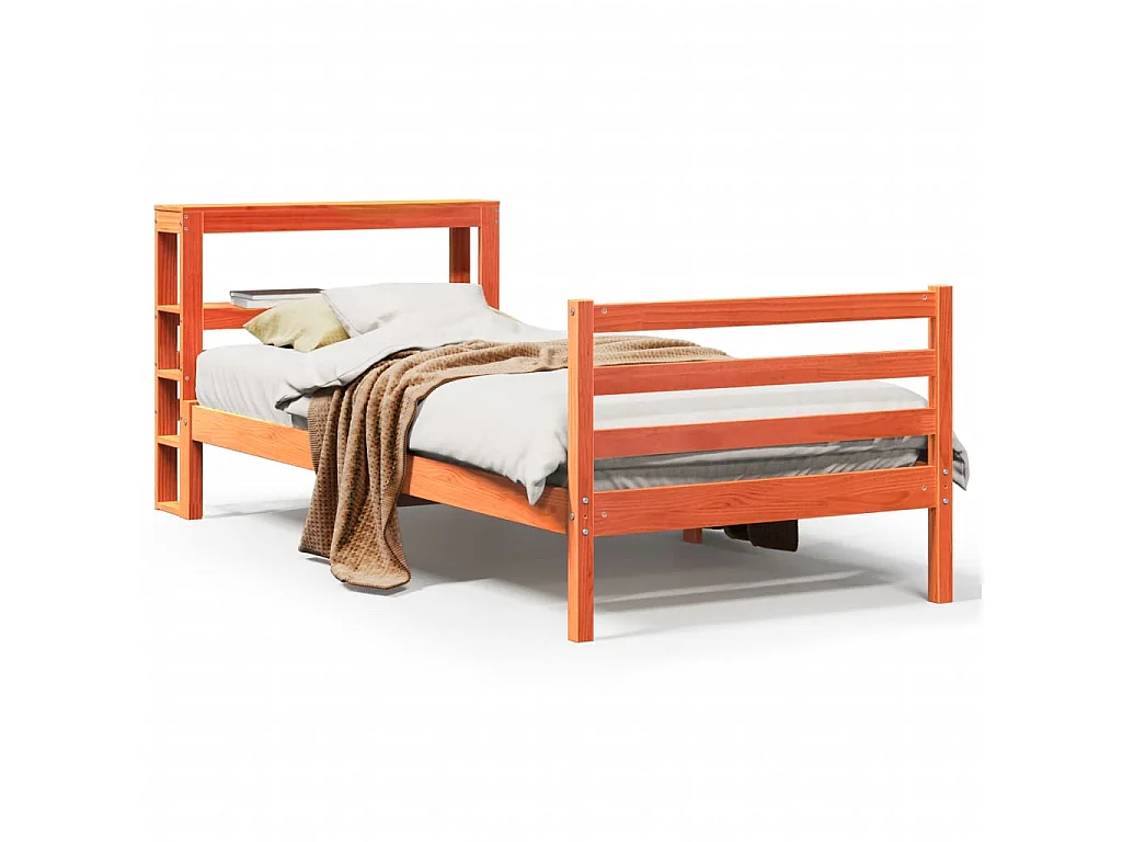 Bedframe zonder matras massief grenenhout wasbruin 75x190 cm