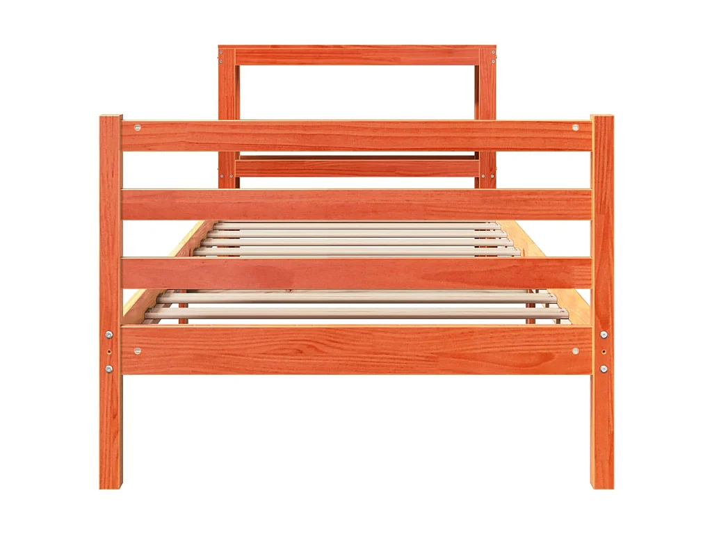Bedframe zonder matras massief grenenhout wasbruin 75x190 cm