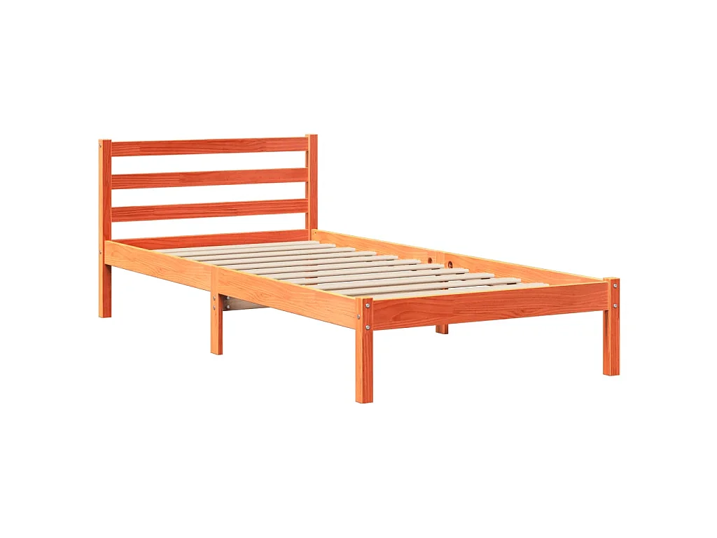 Bedframe zonder matras massief grenenhout wasbruin 75x190 cm