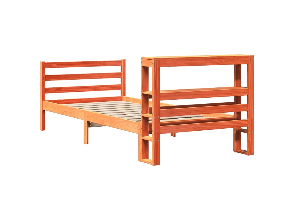 Bedframe zonder matras massief grenenhout wasbruin 75x190 cm
