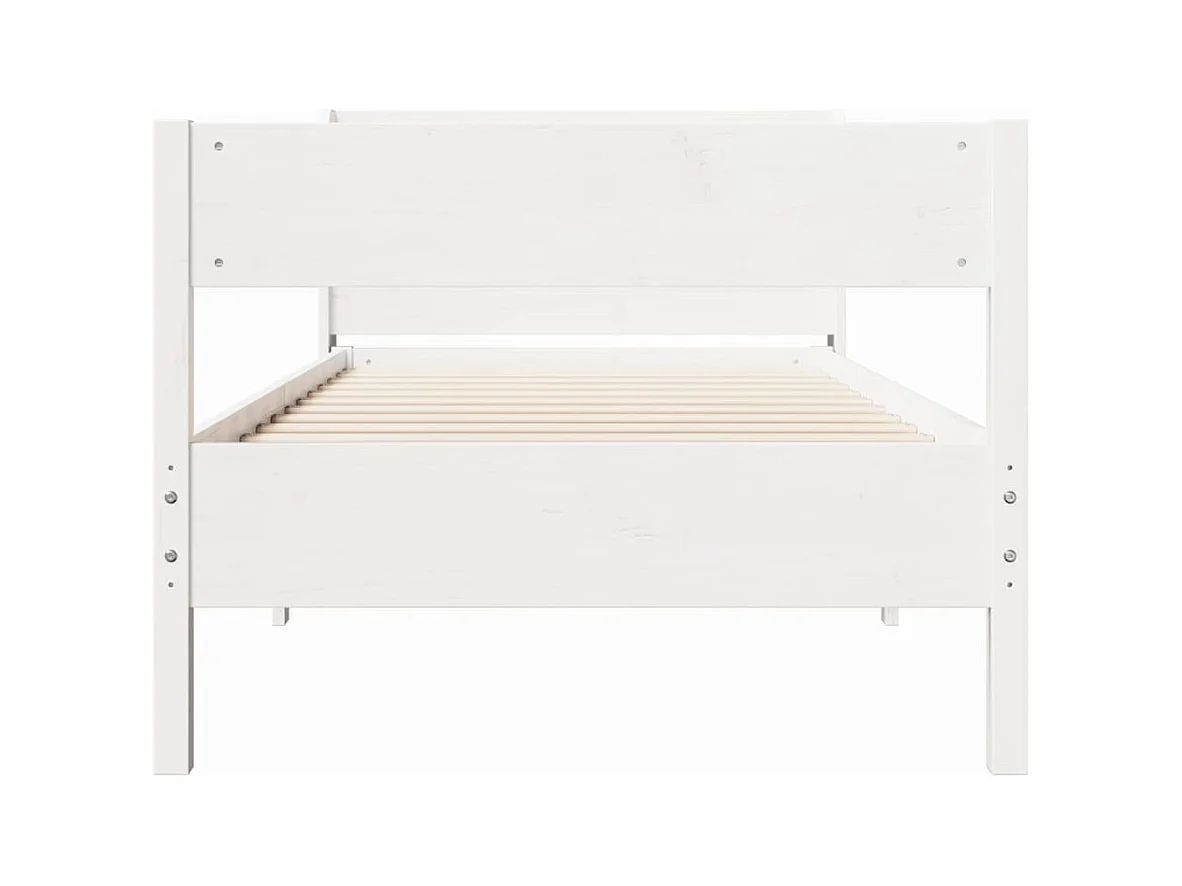 Cadre de lit sans matelas blanc 75x190 cm bois de pin massif