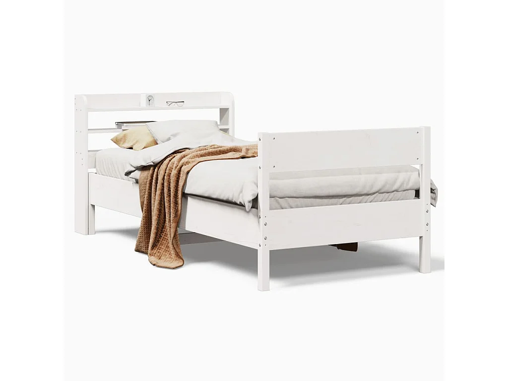 Bedframe zonder matras massief grenenhout wit 75x190 cm