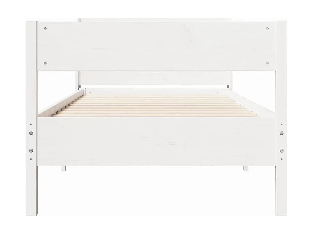 Bedframe zonder matras massief grenenhout wit 75x190 cm