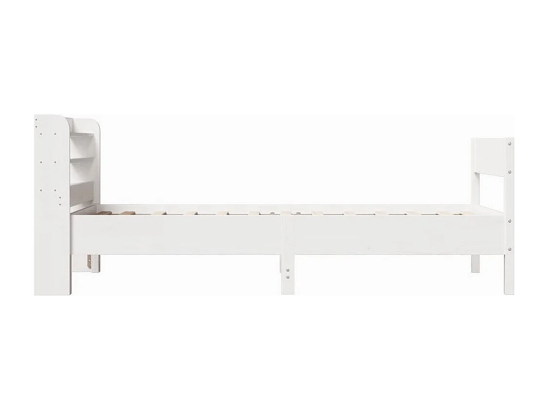 Bedframe zonder matras massief grenenhout wit 75x190 cm