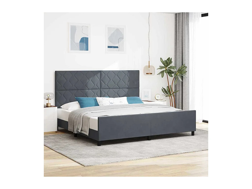 Estrutura da Cama Cinzento escuro 200 x 200 cm Veludo