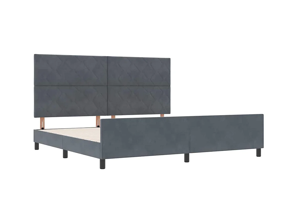 Cadre de lit avec tête de lit Gris foncé 200 x 200 cm Velours