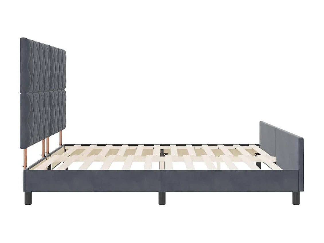Lit à ressorts avec tête de lit Gris foncé 200 x 200 cm Velours