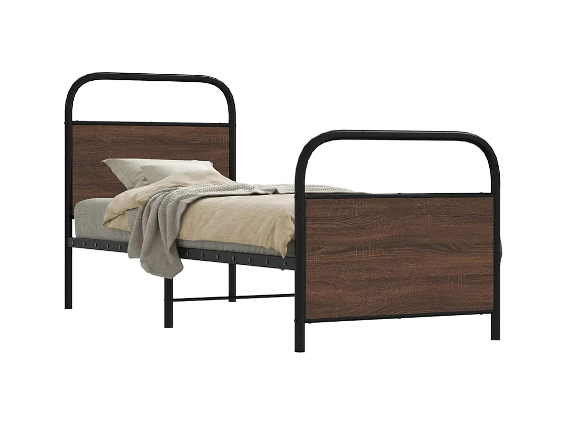 Estructura de cama sin colchón 75x190 cm madera marrón roble