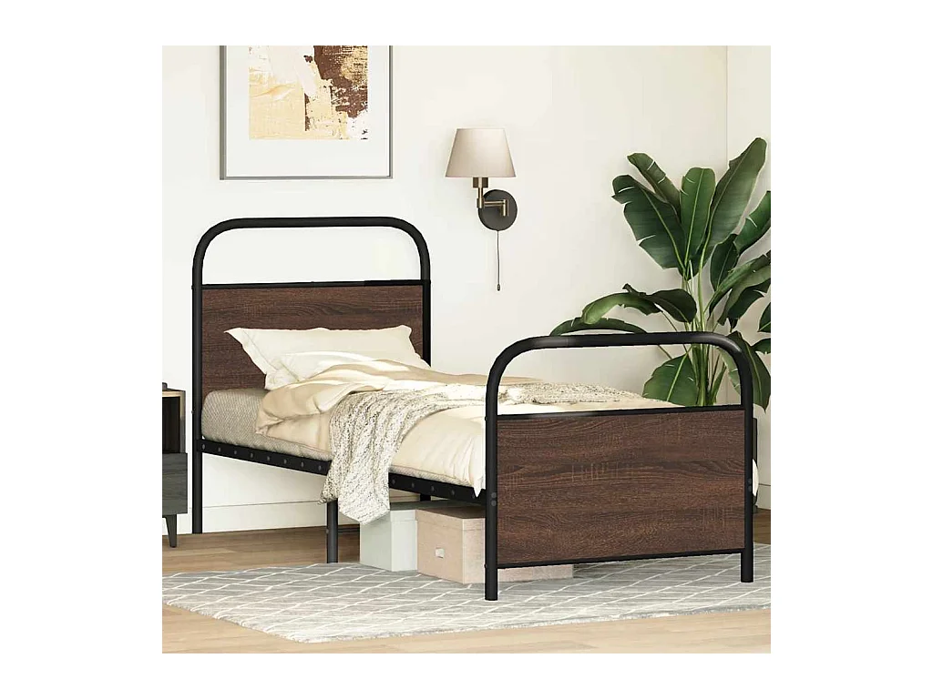 Estructura de cama sin colchón 75x190 cm madera marrón roble
