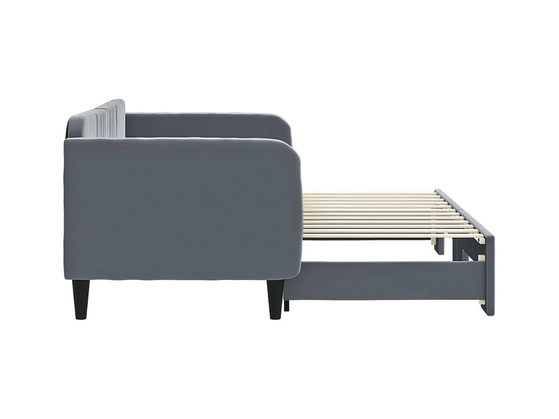 Tagesbett Ausziehbar Dunkelgrau 80x200 cm Samt
