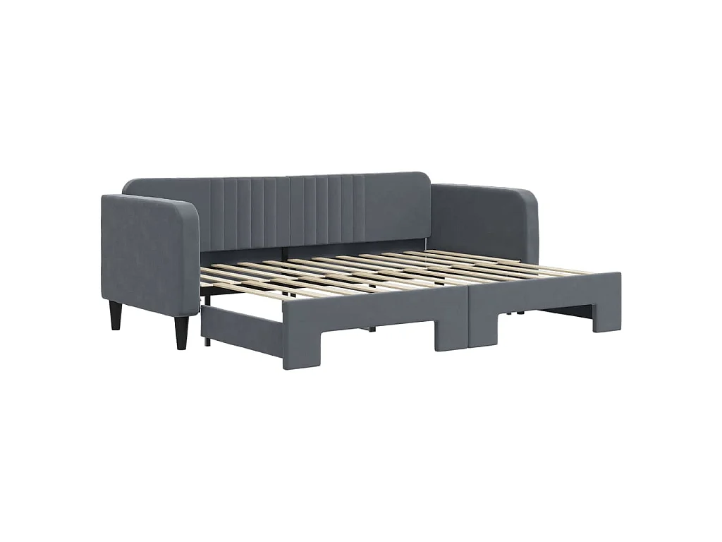 Slaapbank met onderschuifbed 80x200 cm fluweel donkergrijs
