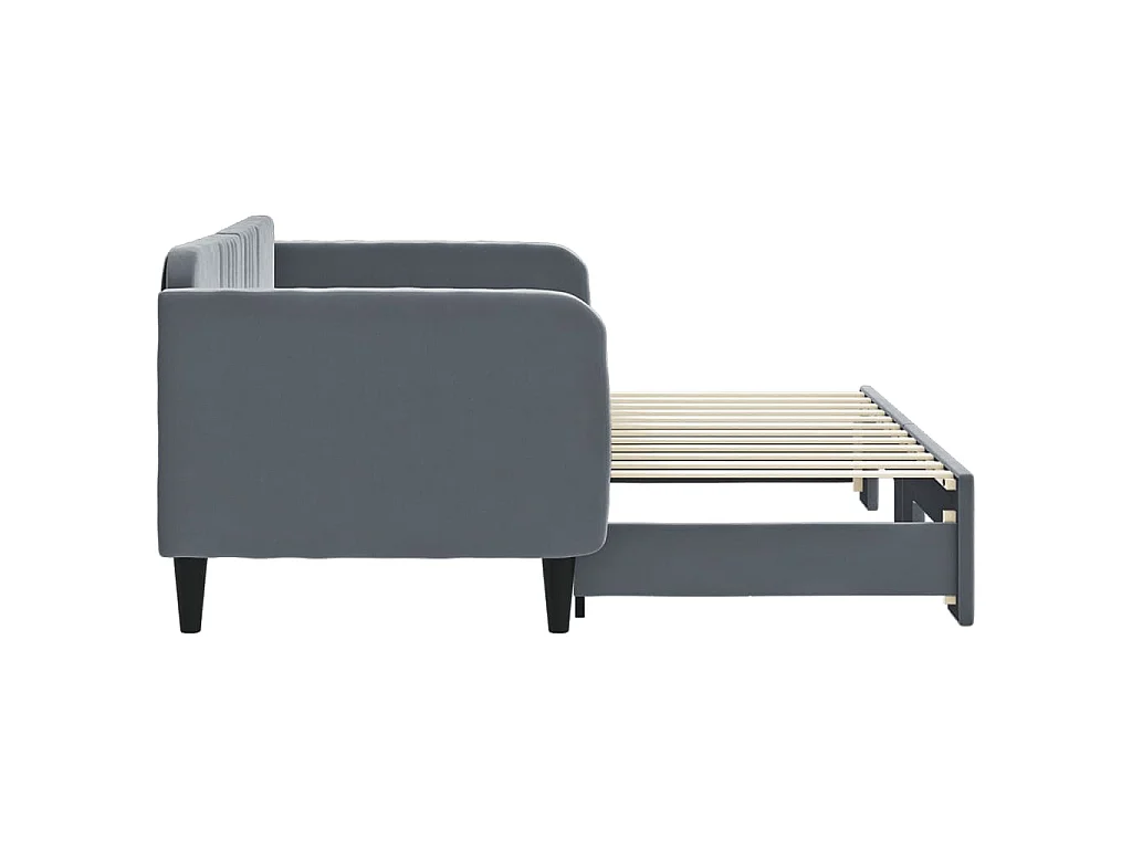 Slaapbank met onderschuifbed 80x200 cm fluweel donkergrijs