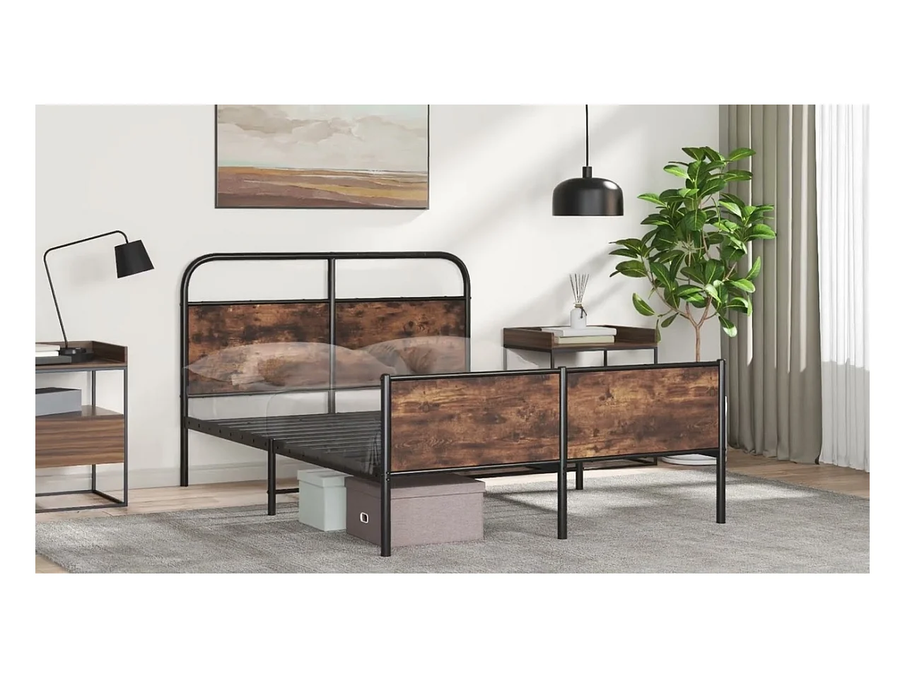 Cadre de lit sans matelas 135x190 cm chêne sonoma