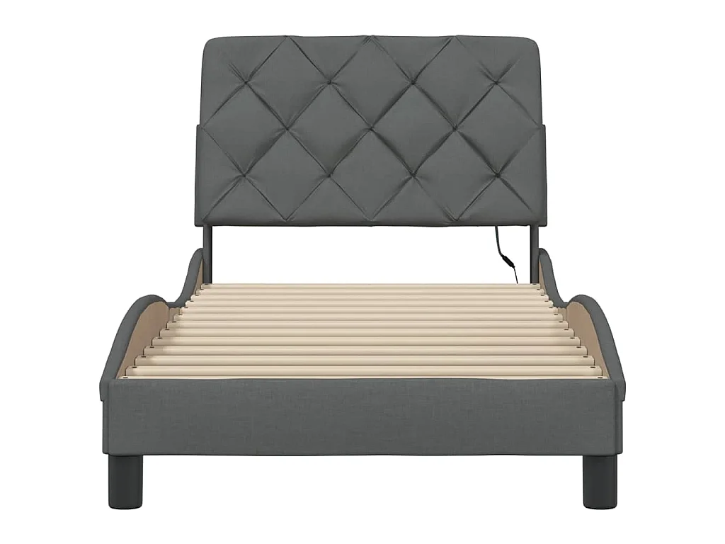 Bedframe met LED zonder matras 80x200 cm stof donkergrijs