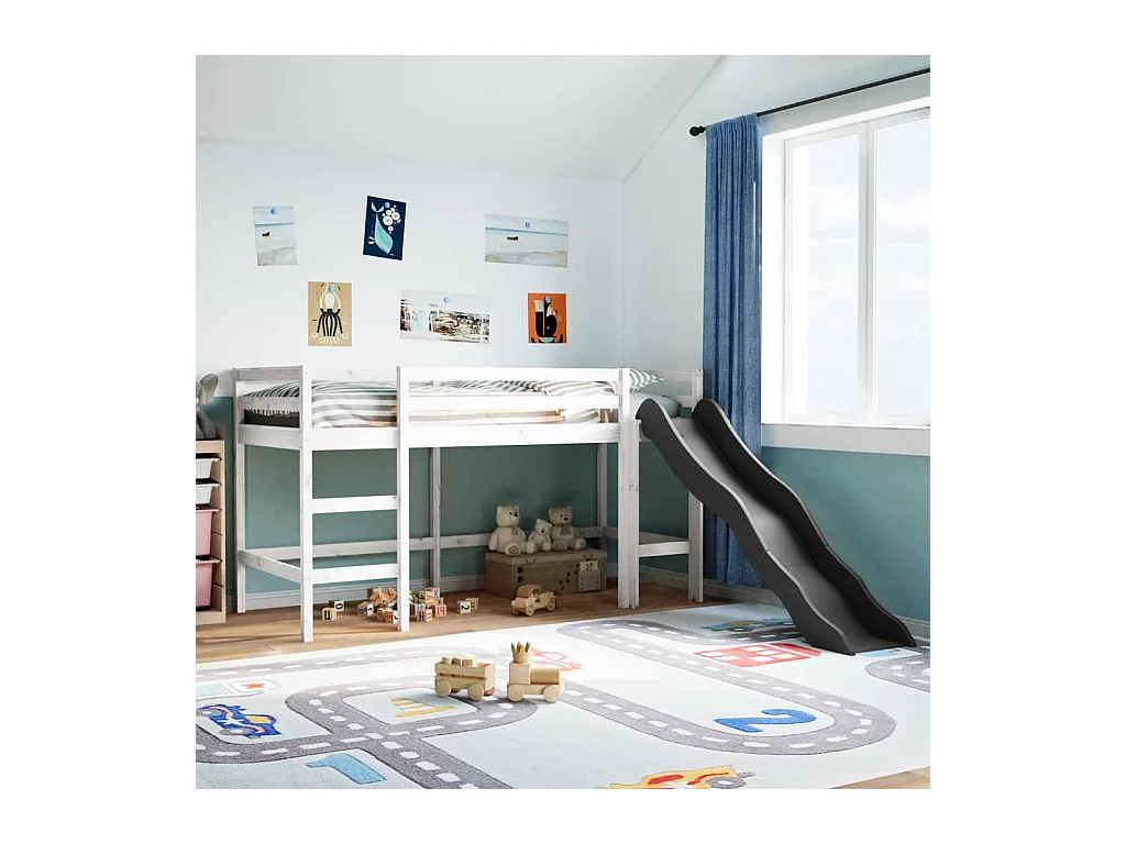 Lit mezzanine d'enfants sans matelas 80x200 cm bois pin massif