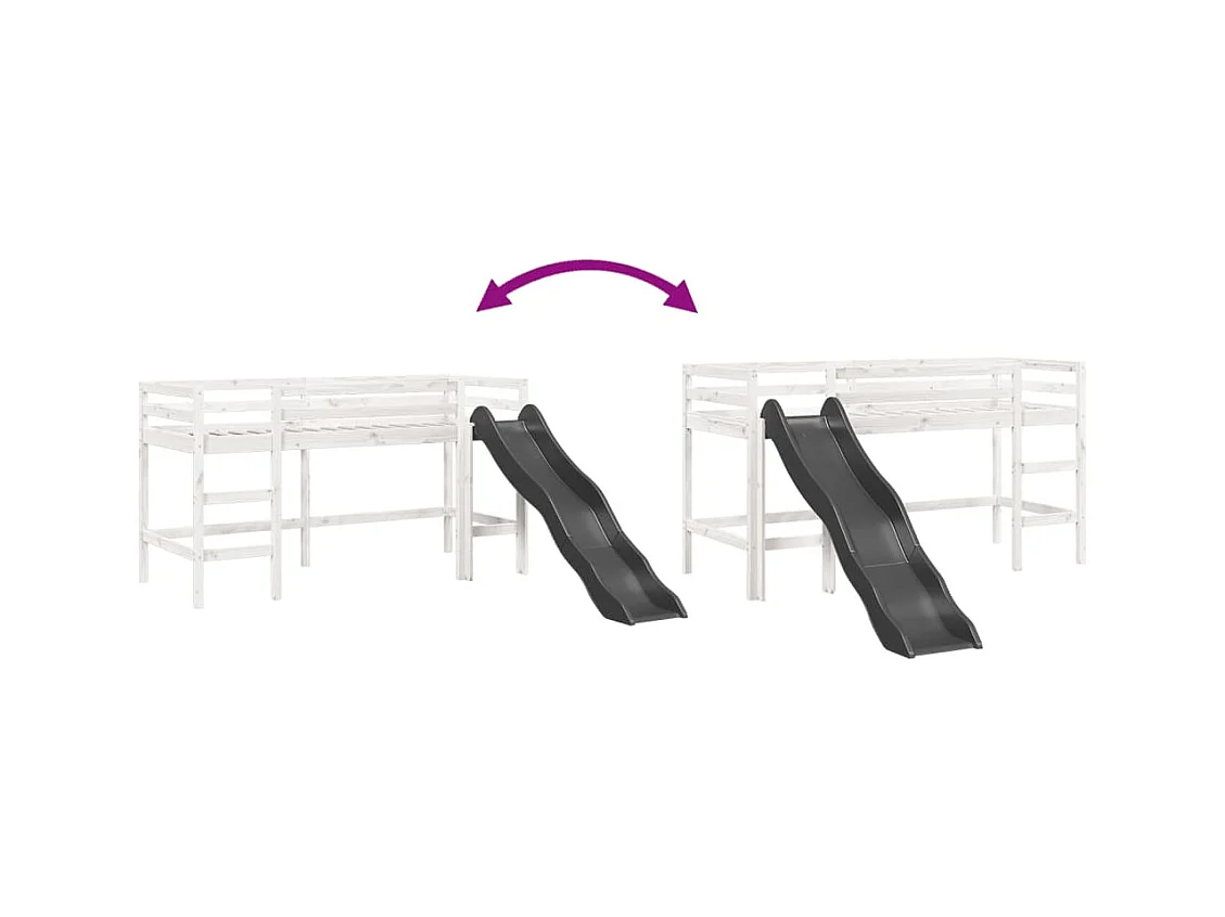 Lit mezzanine d'enfants sans matelas 80x200 cm bois pin massif