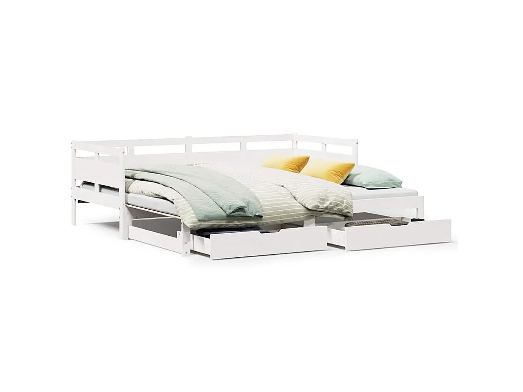 Tagesbett Ausziehbar mit Schubladen ohne Matratze Weiß 80x200cm