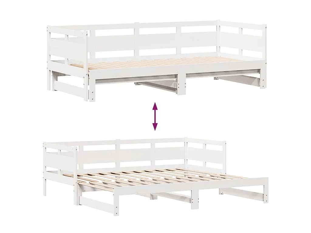 Tagesbett Ausziehbar mit Schubladen ohne Matratze Weiß 80x200cm