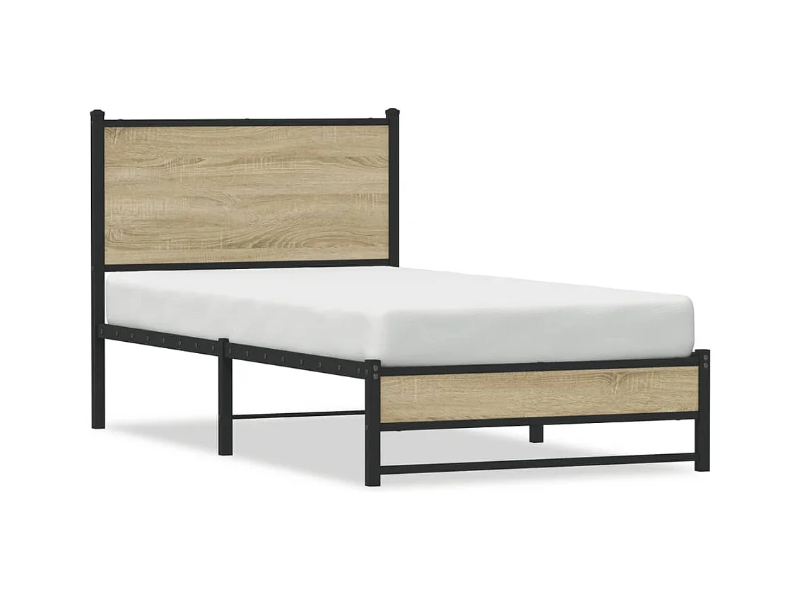 Metallbett ohne Matratze Sonoma-Eiche 80x200 cm