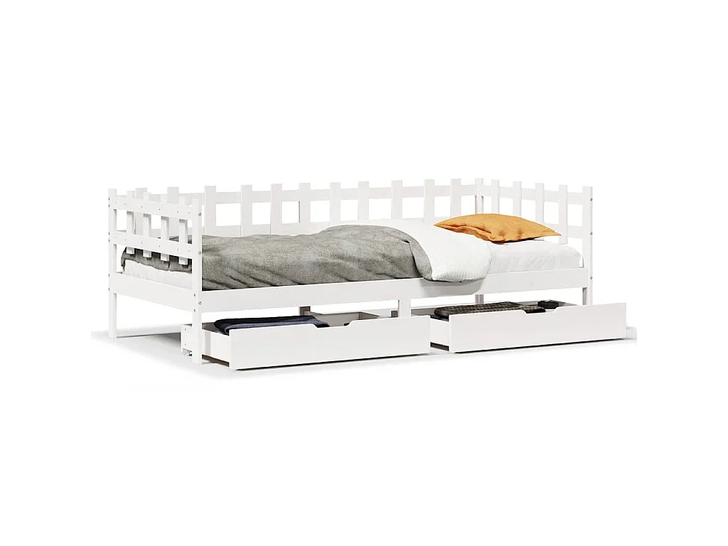 Sofá-cama com gavetas 80x200 cm madeira de pinho maciça