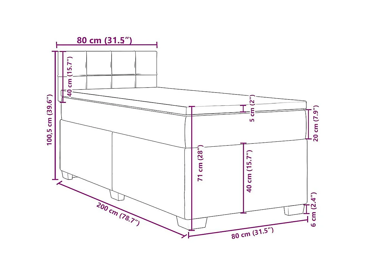 Sommier à lattes de lit avec matelas Bleu 80x200 cm Tissu