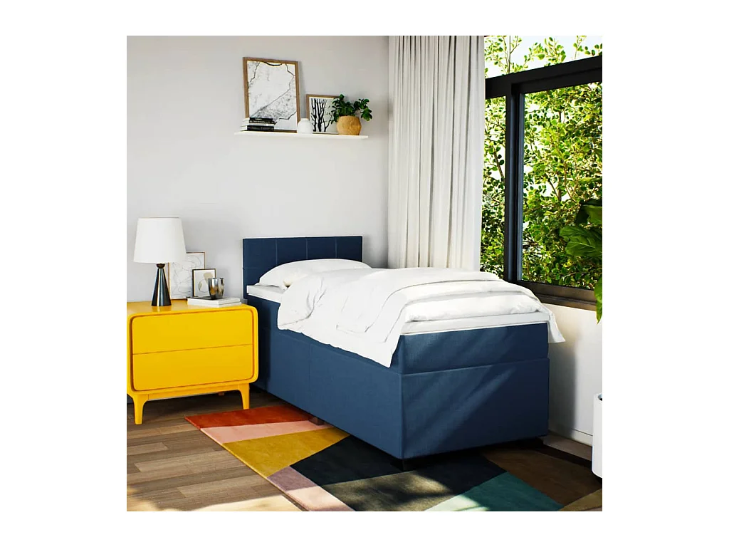 Sommier à lattes de lit avec matelas Bleu 80x200 cm Tissu