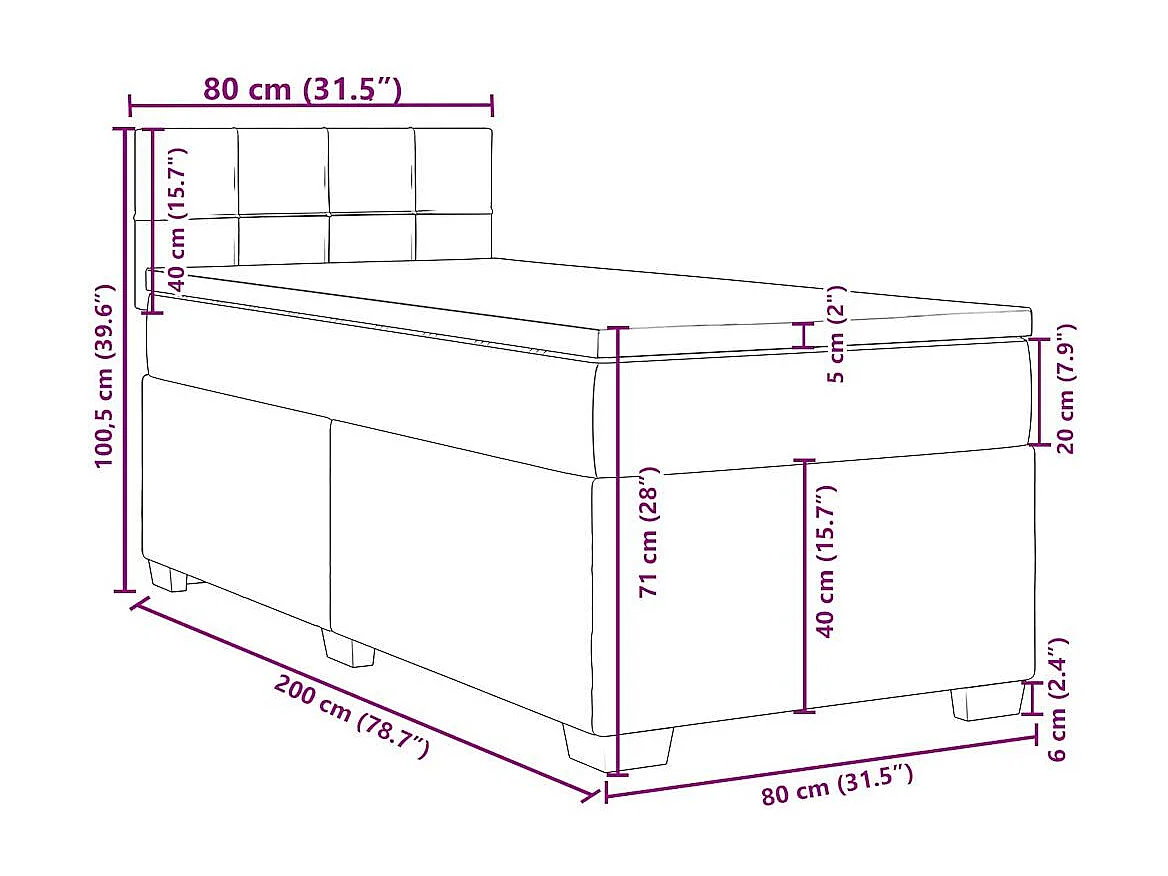 Sommier à lattes de lit avec matelas Bleu 80x200 cm Tissu