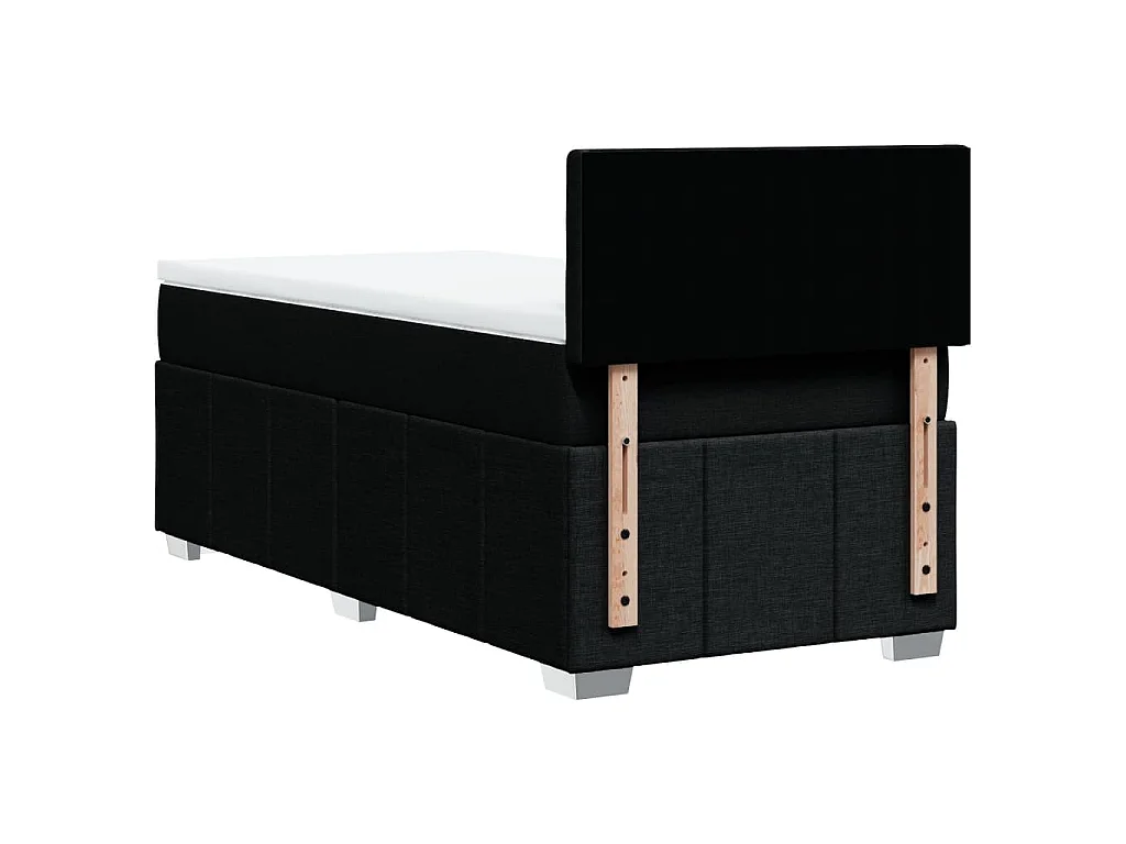 Cama box spring con colchón tela negro 80x200 cm