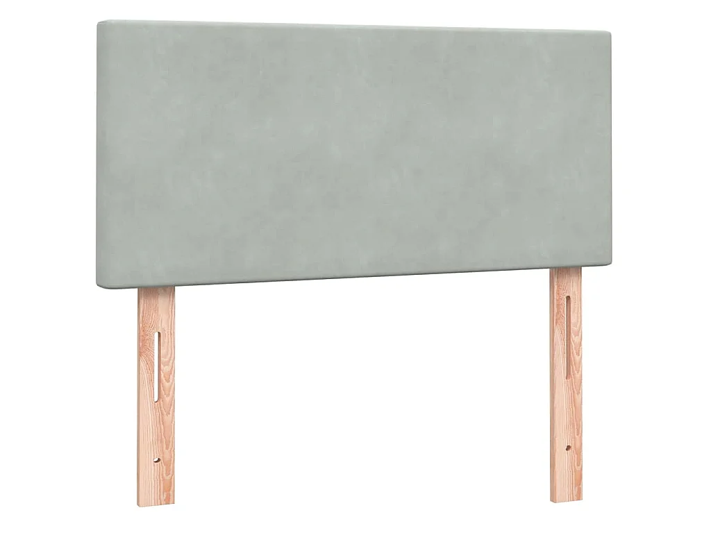 Cama box spring con colchón terciopelo gris claro 80x210 cm