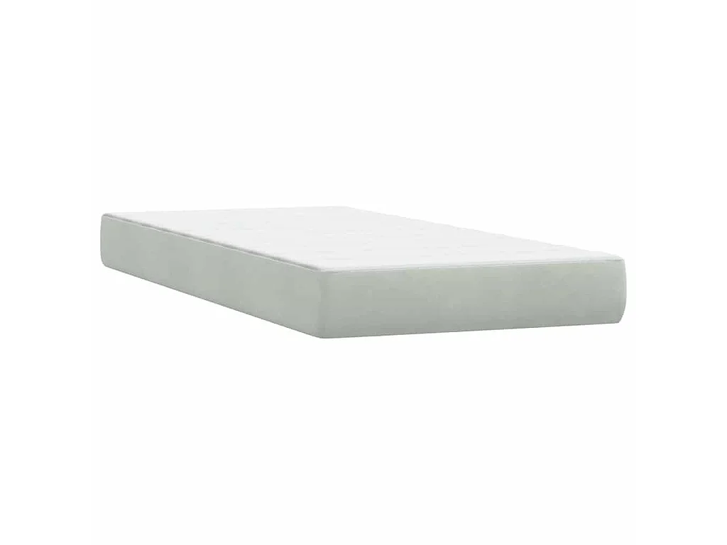 Cama box spring con colchón terciopelo gris claro 80x210 cm