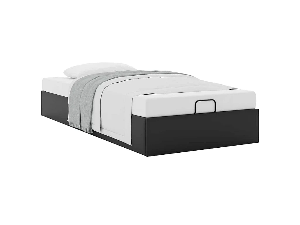 Struttura Letto Pouf senza Materasso Nero 80x200 cm Similpelle