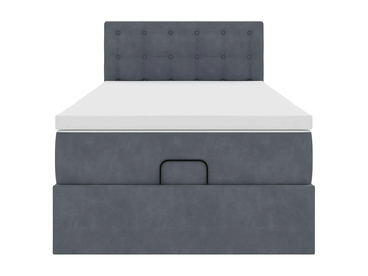 Estructura cama otomana colchón terciopelo gris oscuro