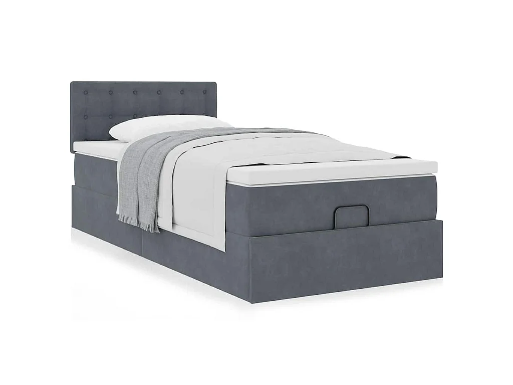 Struttura Letto Pouf con Materasso 180x200 cm in Velluto